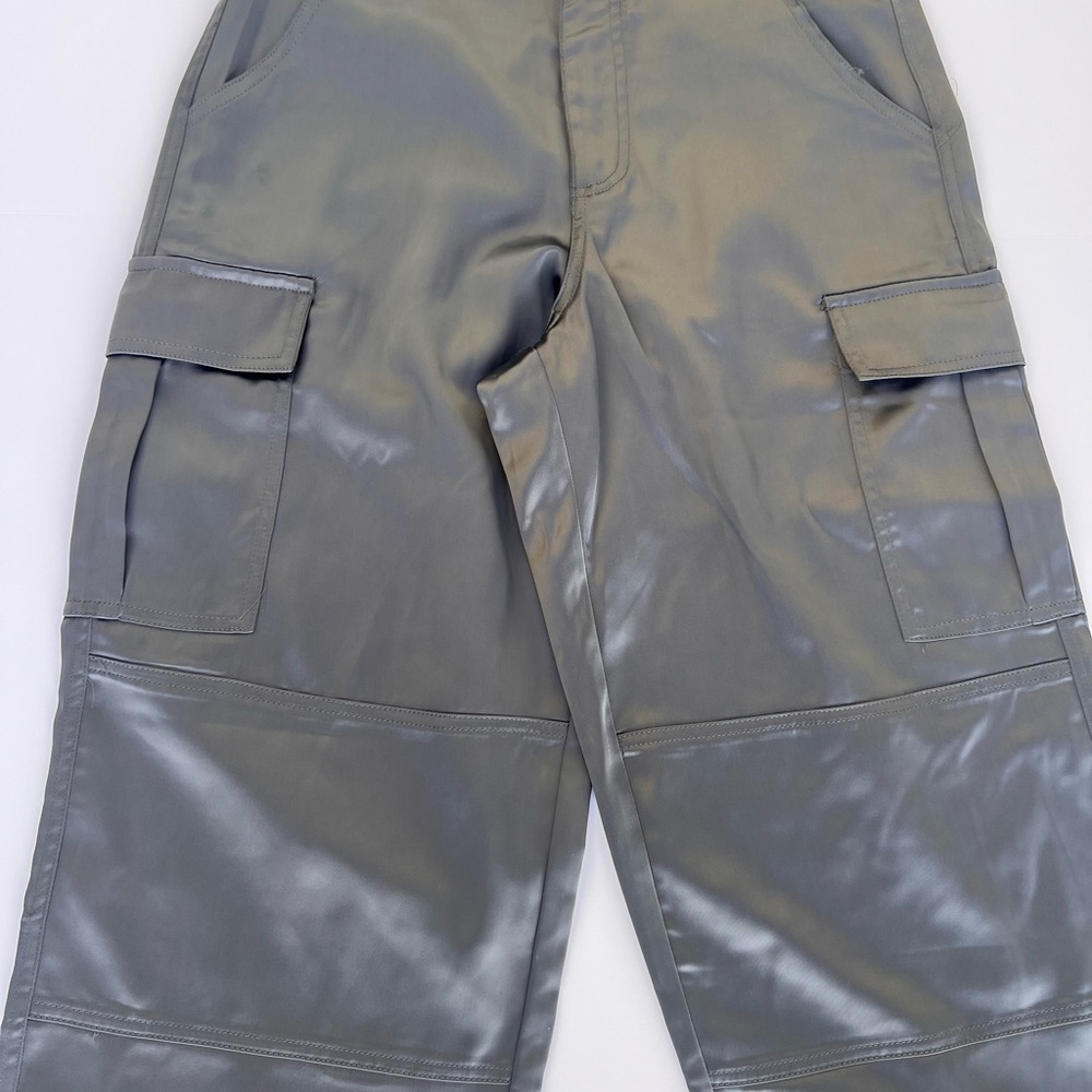 Beverly and Beck Gray Satin Cargo Pants
